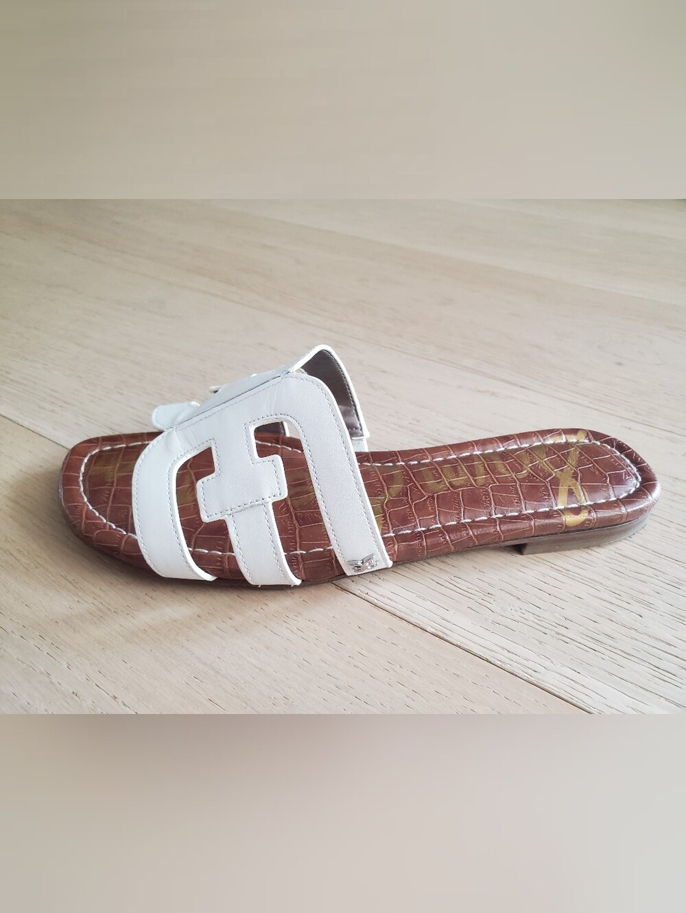 Sam Edelman Cognac Croc-Embozsed Slide Sandal